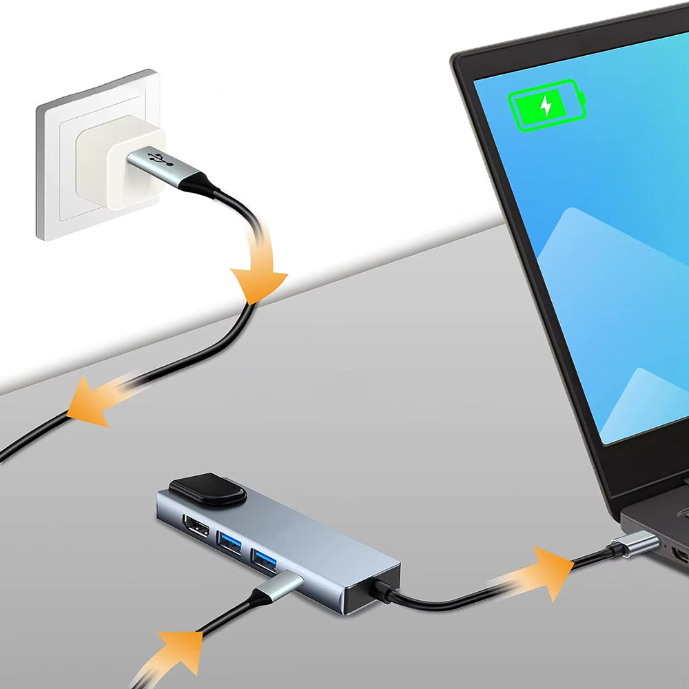Hub USB-C Techsuit H1 NetBridge, 5in1, Gri