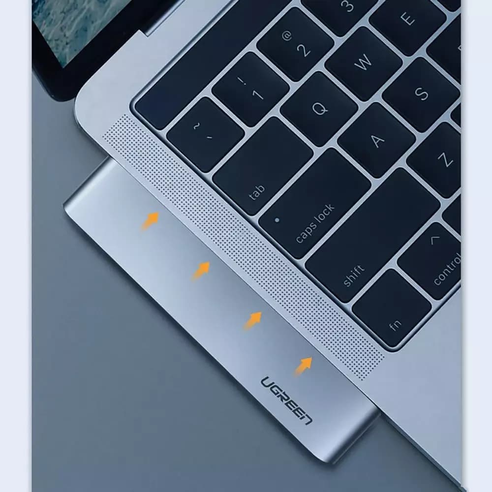 Hub USB-C UGREEN CM251 pentru Apple MacBook Pro / Air, 3 x USB-A 3.0 - 1 x USB-C - 1 x SD - 1 x microSD, Gri