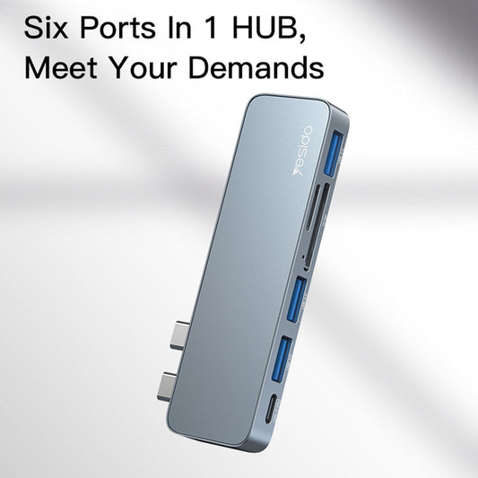 Hub USB-C Yesido HB10 pentru Apple MacBook Pro / Air, 6in1, Gri