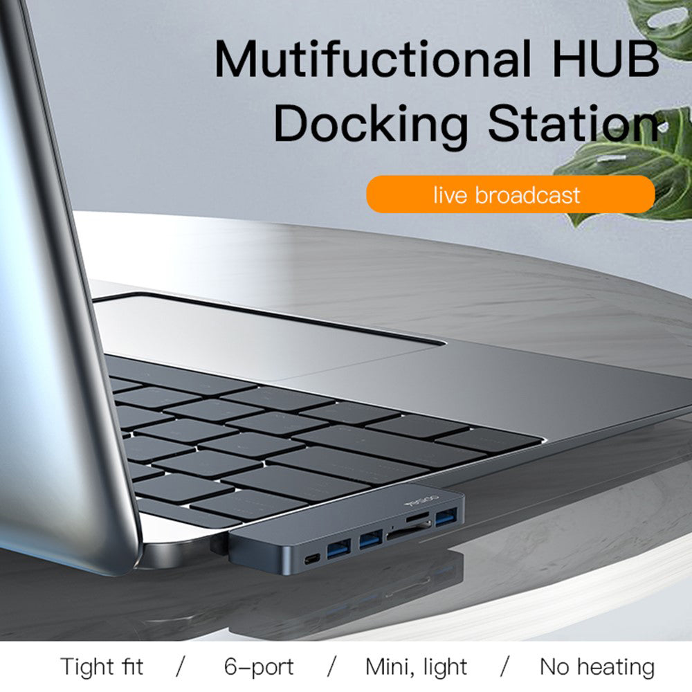 Hub USB-C Yesido HB10 pentru Apple MacBook Pro / Air, 6in1, Gri