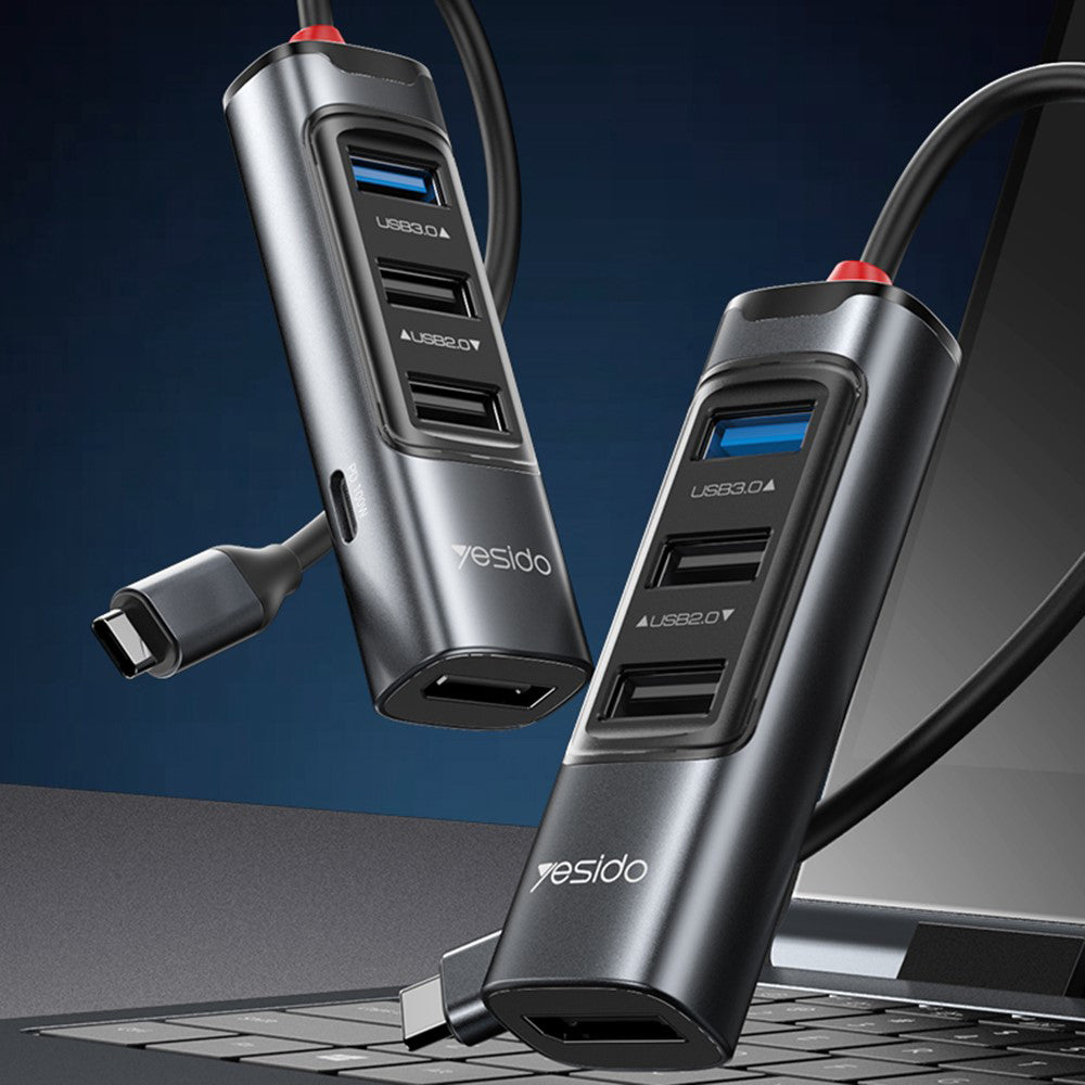 Hub USB-C Yesido HB23, 5in1, Gri