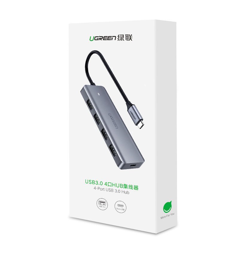 Hub USB-C UGREEN CM219, 4 x USB-A 3.0 - 1 x USB-C, Gri