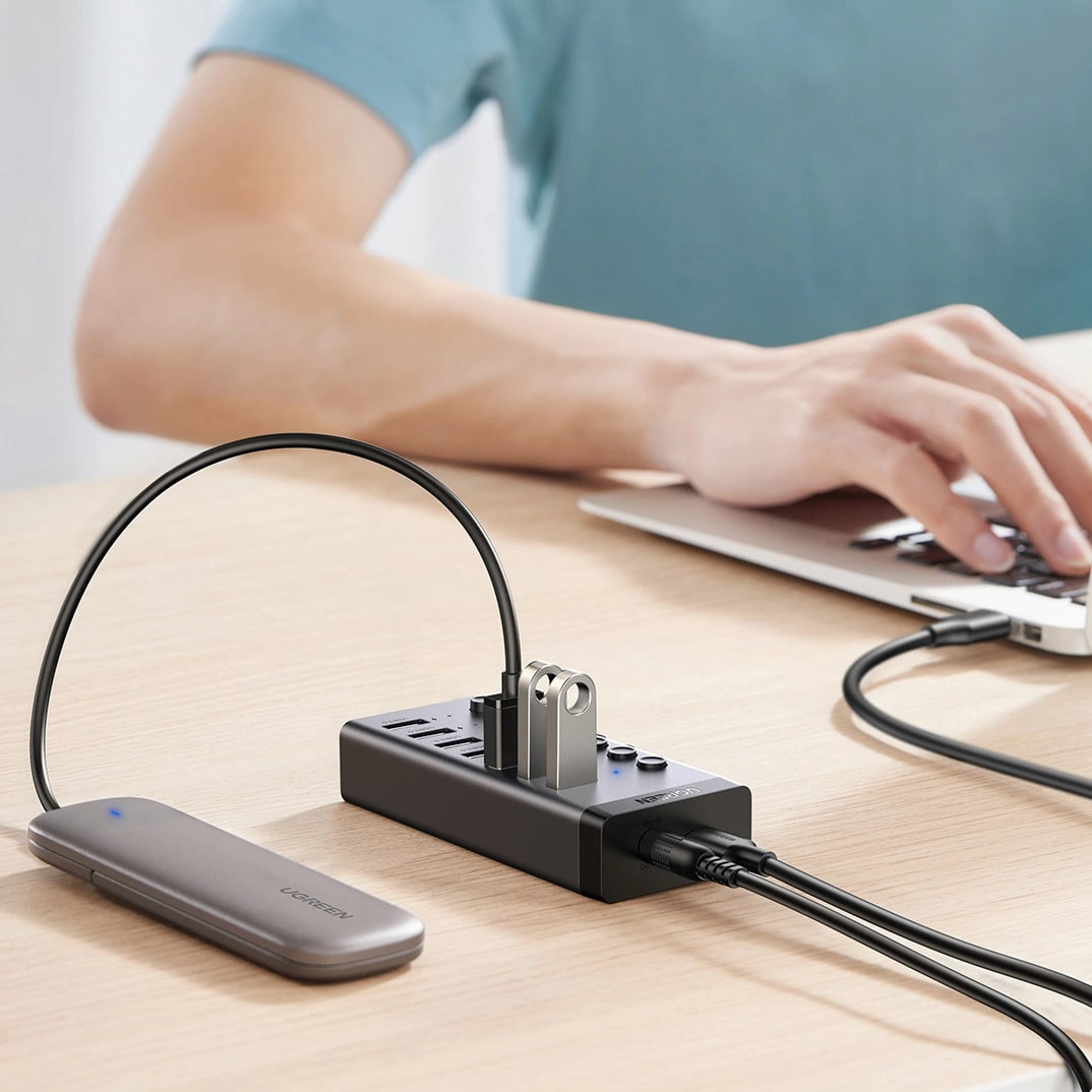 Hub USB UGREEN CM481, 7 x USB-A 3.0, Gri