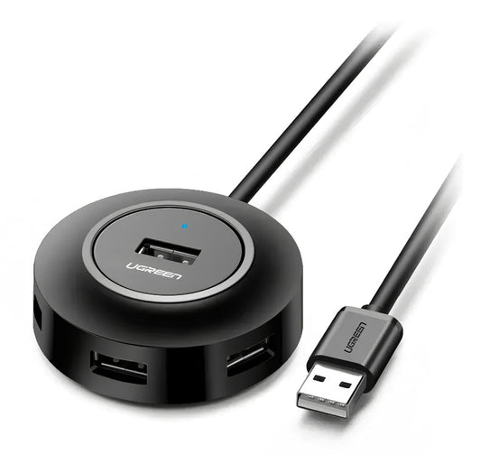Hub USB UGREEN CR106, 4 x USB-A, 1m, Negru