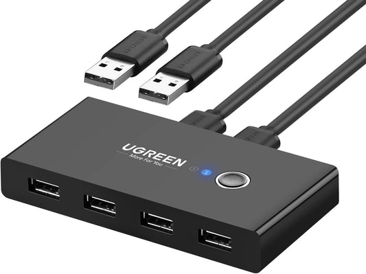 Hub USB UGREEN US216 Two Sharing Switch Box, 4 x USB-A, Negru
