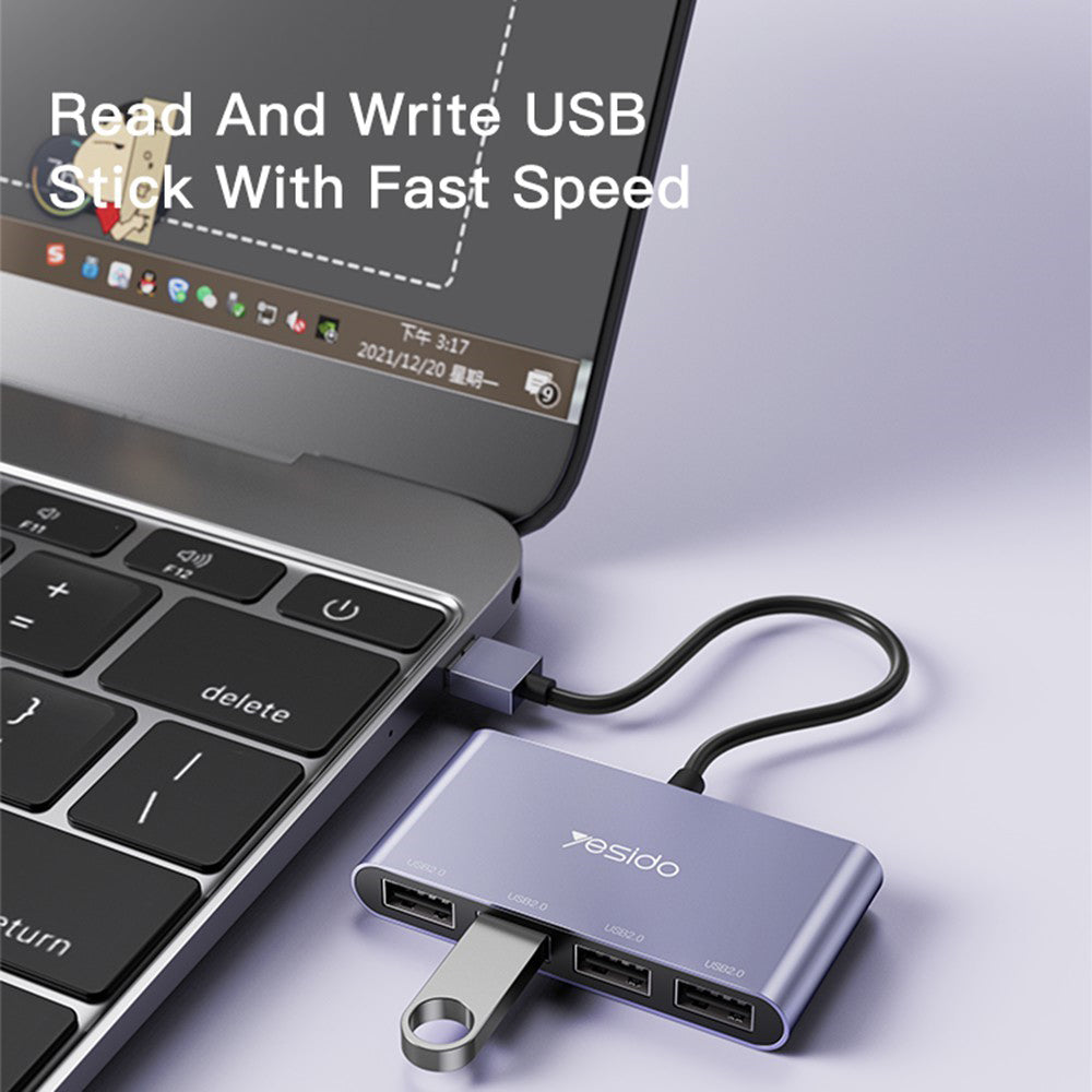 Hub USB Yesido HB12, 4in1, Gri