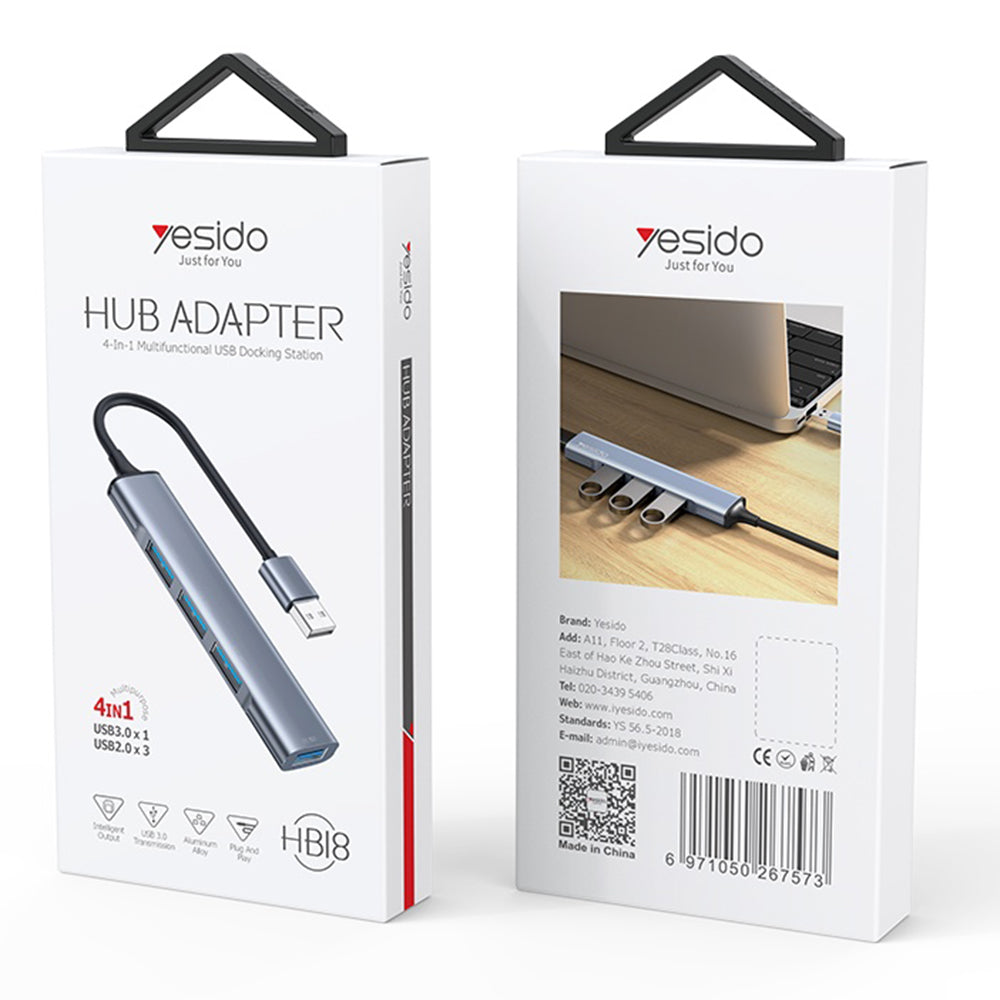 Hub USB Yesido HB18, 4in1, Gri