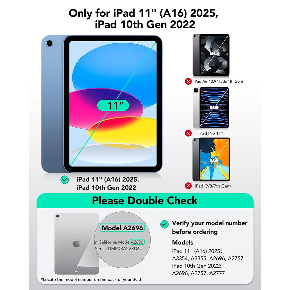 Husa cu Tastatura pentru Apple iPad (2025) / (2022), ESR, Flex, Gri