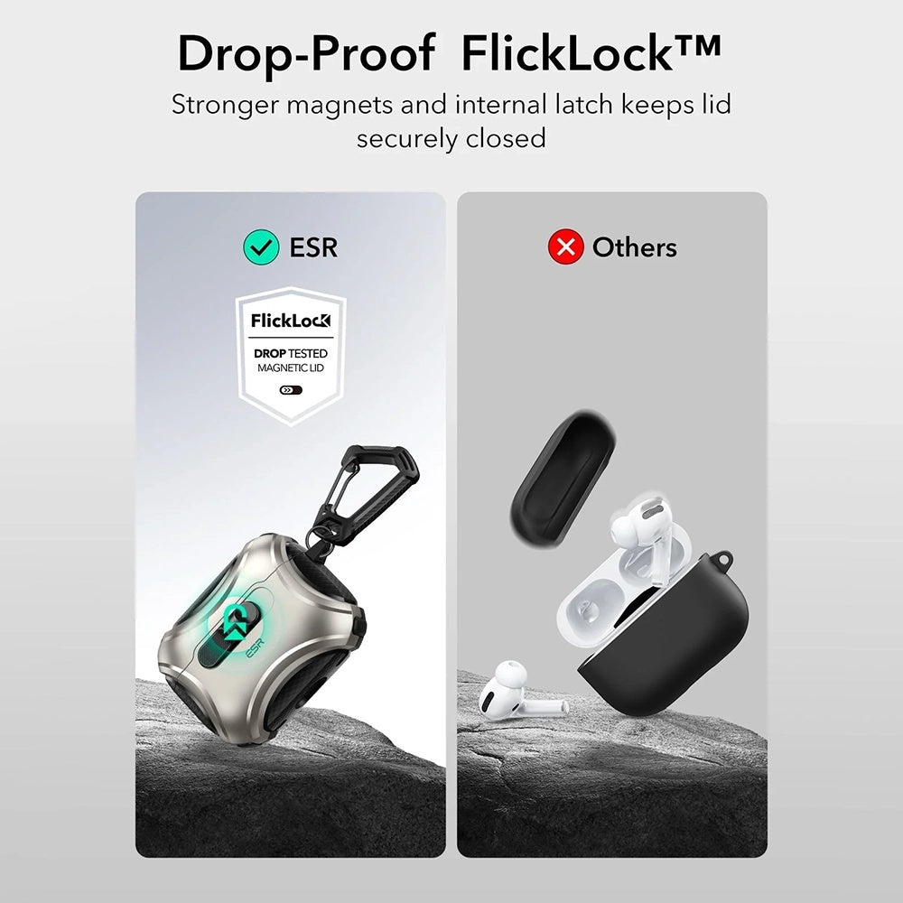 Husa ESR Cyber FlickLock pentru Apple AirPods Pro 3, Gri