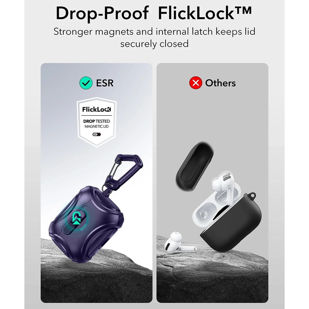 Husa ESR Cyber FlickLock pentru Apple AirPods Pro 3, Mov