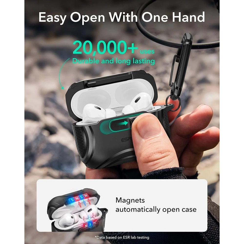 Husa ESR Cyber FlickLock pentru Apple AirPods Pro 3, Neagra