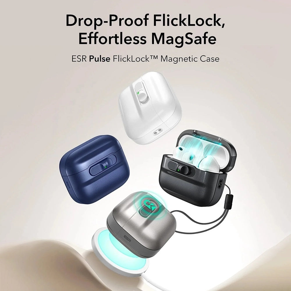 Husa ESR Pulse Magnetic FlickLock pentru Apple AirPods Pro 3, Alba