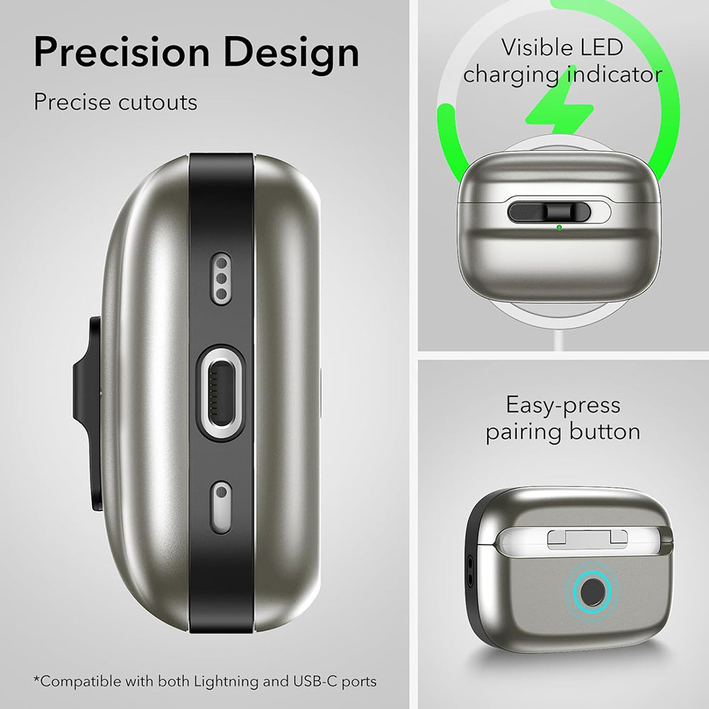 Husa ESR Pulse pentru Apple AirPods Pro Series, Gri