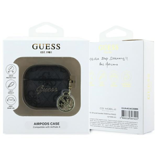 Husa Guess 4G Charm pentru Apple AirPods 4, Maro