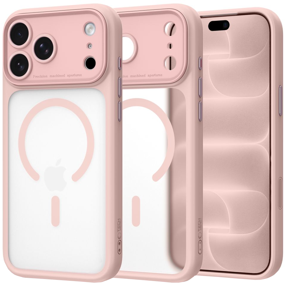 Husa MagSafe pentru Apple iPhone 18 Pro / 17 Pro, Tech-Protect, MagPeak CC, Roz Mata
