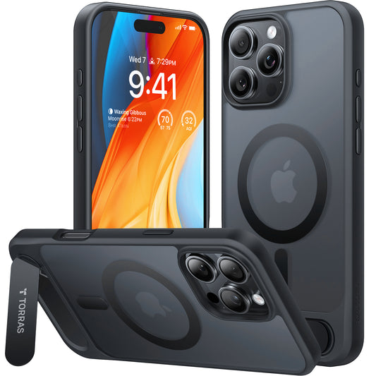 Husa MagSafe pentru Apple iPhone 16 Pro, Torras, Pstand, Neagra