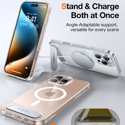 Husa MagSafe pentru Apple iPhone 16 Pro, Torras, Pstand, Transparenta