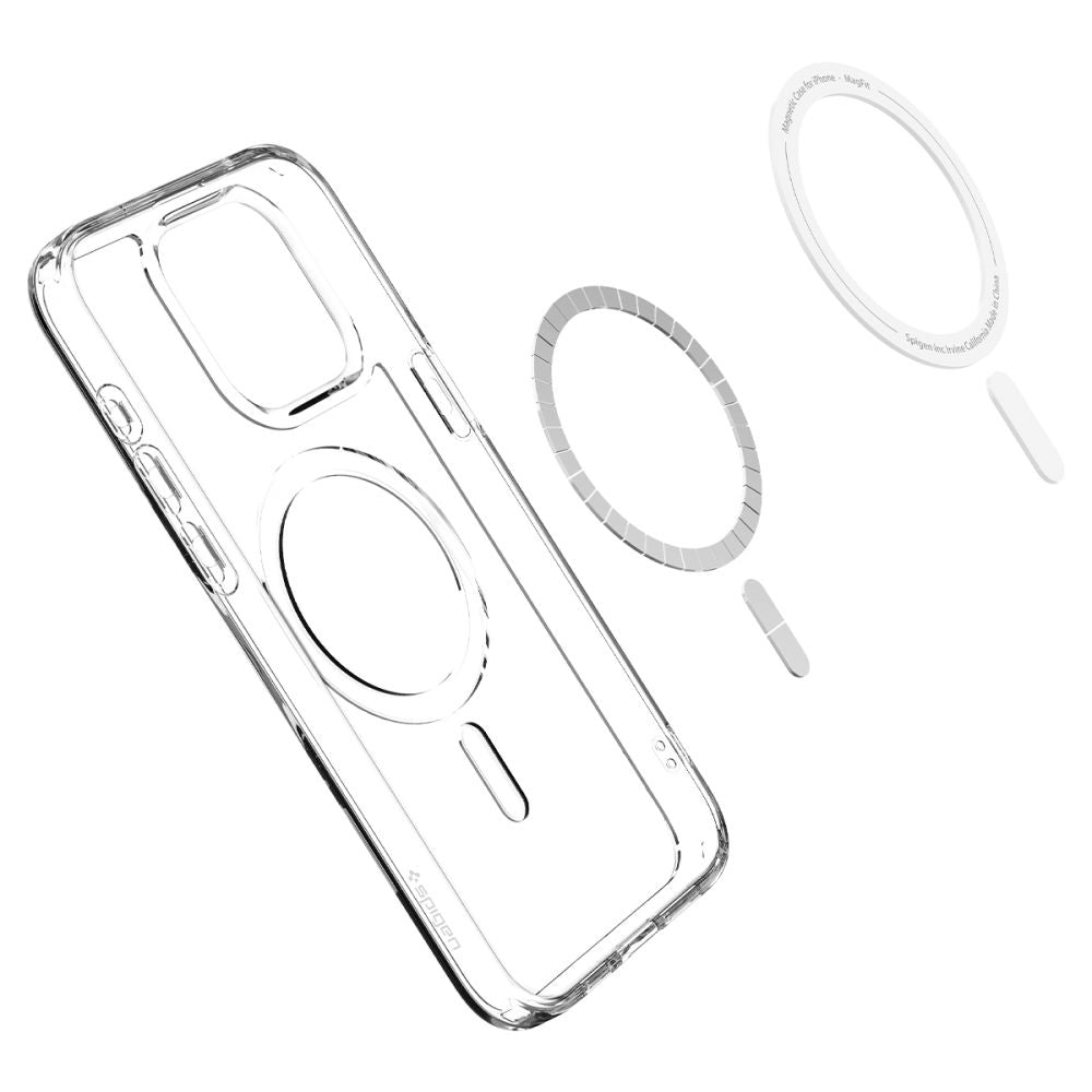 Husa MagSafe pentru Apple iPhone 15 Pro Max, Spigen, Ultra Hybrid, Alba ACS06576