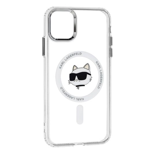 Husa MagSafe pentru Apple iPhone 11, Karl Lagerfeld, IML Metal Choupette's Head, Alba
