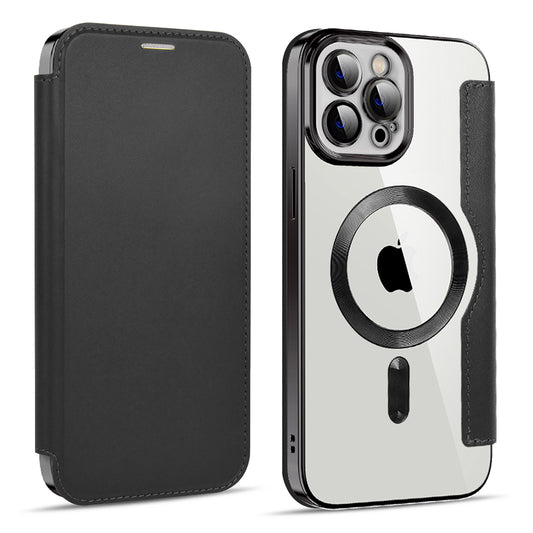 Husa MagSafe pentru Apple iPhone 11 Pro Max, Techsuit, SmartMag Book, Neagra