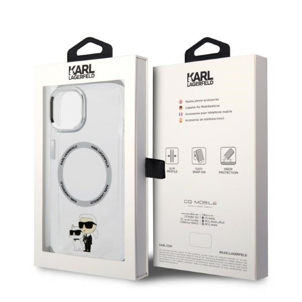 Husa MagSafe pentru Apple iPhone 14 Plus, Karl Lagerfeld, Ikonik Karl & Choupette, Transparenta