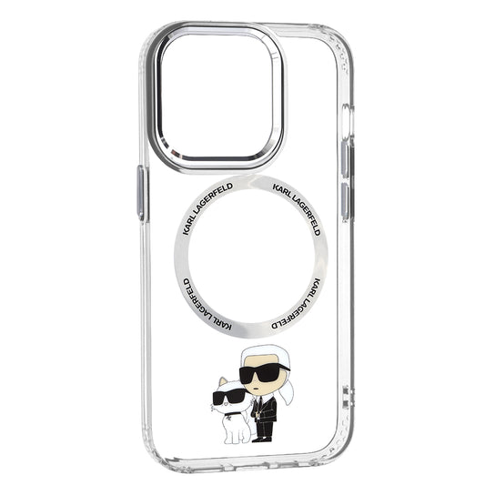 Husa MagSafe pentru Apple iPhone 14 Pro, Karl Lagerfeld, Ikonik Karl & Choupette, Transparenta