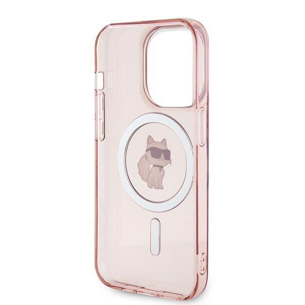 Husa MagSafe pentru Apple iPhone 14 Pro, Karl Lagerfeld, IML Choupette, Roz