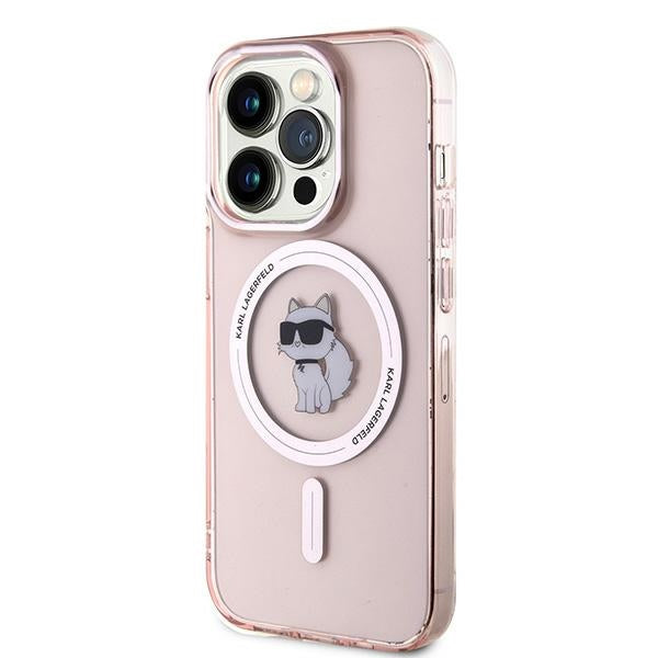 Husa MagSafe pentru Apple iPhone 14 Pro, Karl Lagerfeld, IML Choupette, Roz