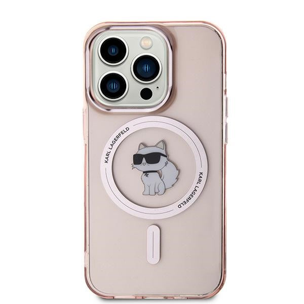 Husa MagSafe pentru Apple iPhone 14 Pro Max, Karl Lagerfeld, IML Choupette, Roz