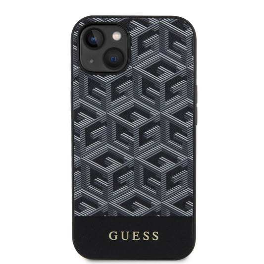 Husa MagSafe pentru Apple iPhone 15, Guess, GCube Stripes, Neagra