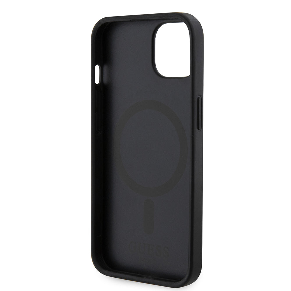 Husa MagSafe pentru Apple iPhone 15, Guess, GCube Stripes, Neagra