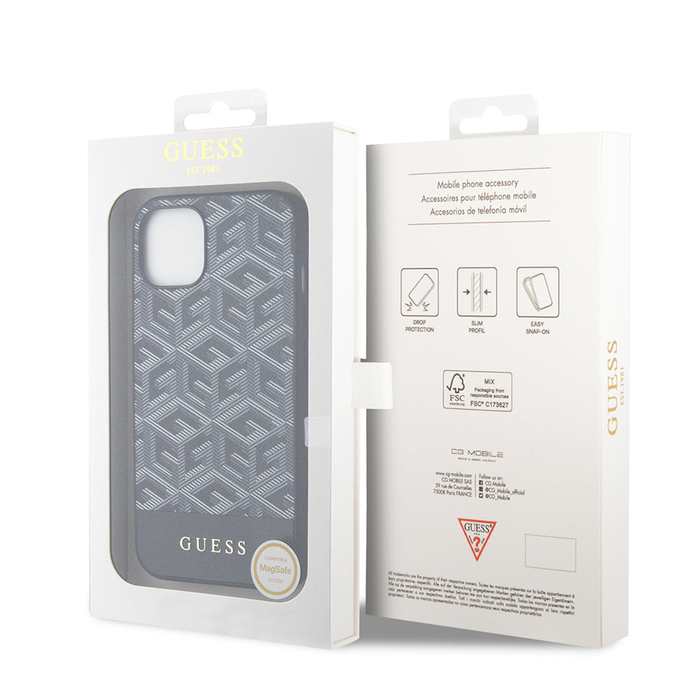 Husa MagSafe pentru Apple iPhone 15, Guess, GCube Stripes, Neagra