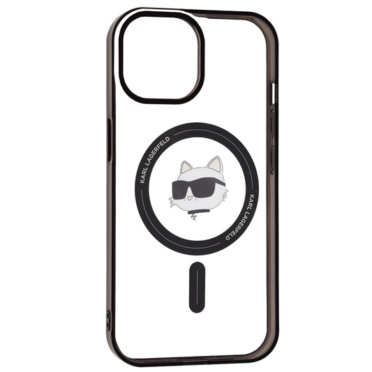 Husa MagSafe pentru Apple iPhone 15, Karl Lagerfeld, IML Choupette's Head, Transparenta