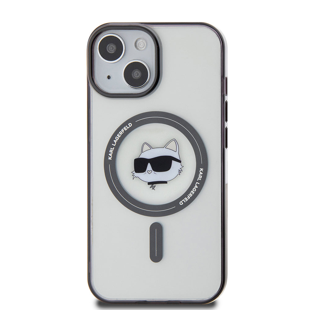 Husa MagSafe pentru Apple iPhone 15, Karl Lagerfeld, IML Choupette's Head, Transparenta