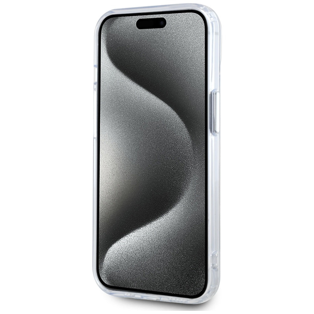Husa MagSafe pentru Apple iPhone 15, Karl Lagerfeld, IML Metal Karl's Head, Alba