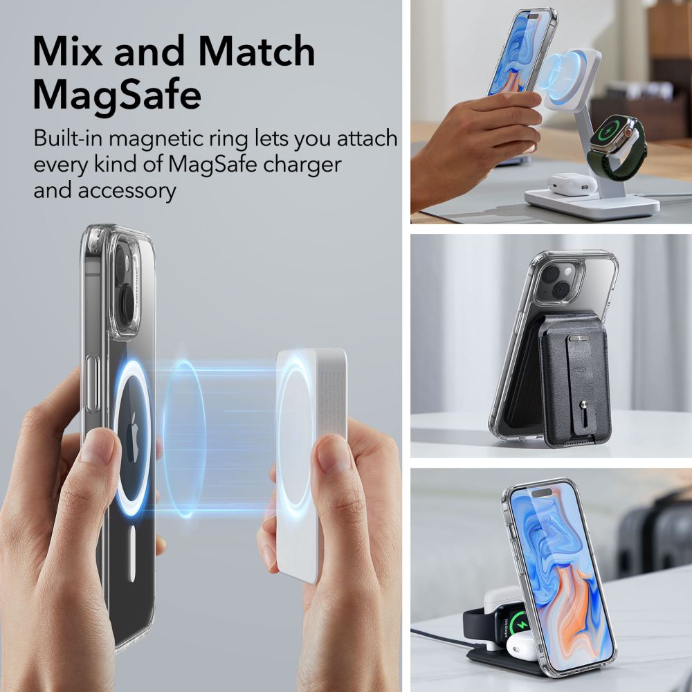 Husa MagSafe pentru Apple iPhone 15 Plus, ESR, Classic Hybrid, Transparenta