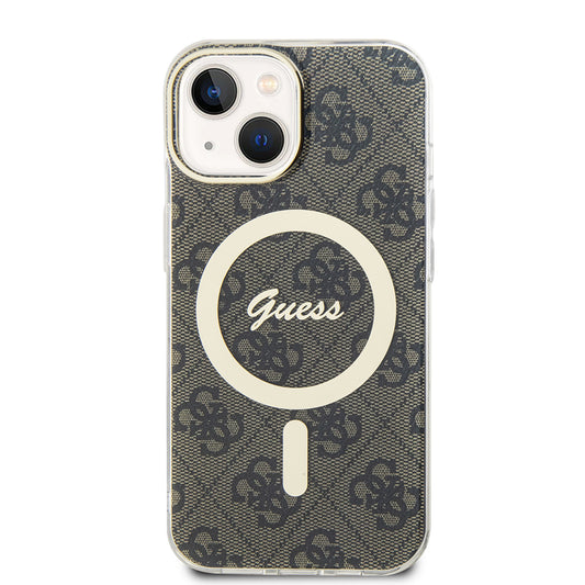 Husa MagSafe pentru Apple iPhone 15 Plus, Guess, IML 4G, Maro