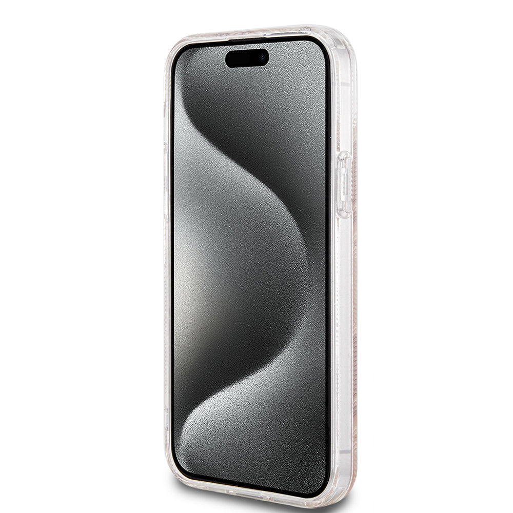 Husa MagSafe pentru Apple iPhone 15 Plus, Guess, IML Gcube, Maro