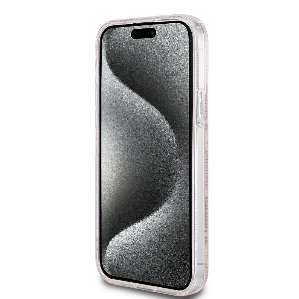 Husa MagSafe pentru Apple iPhone 15 Plus, Guess, IML Gcube, Roz