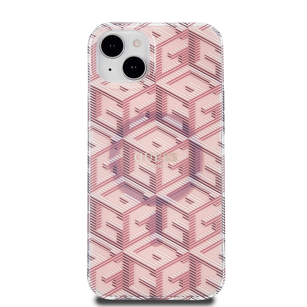 Husa MagSafe pentru Apple iPhone 15 Plus, Guess, IML Gcube, Roz