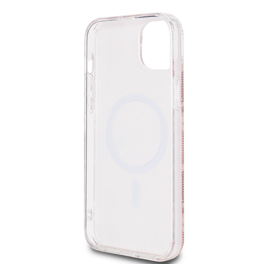 Husa MagSafe pentru Apple iPhone 15 Plus, Guess, IML Gcube, Roz