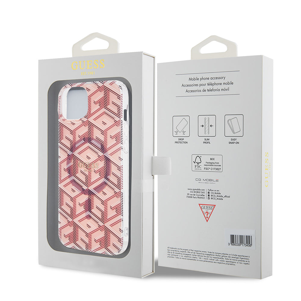 Husa MagSafe pentru Apple iPhone 15 Plus, Guess, IML Gcube, Roz