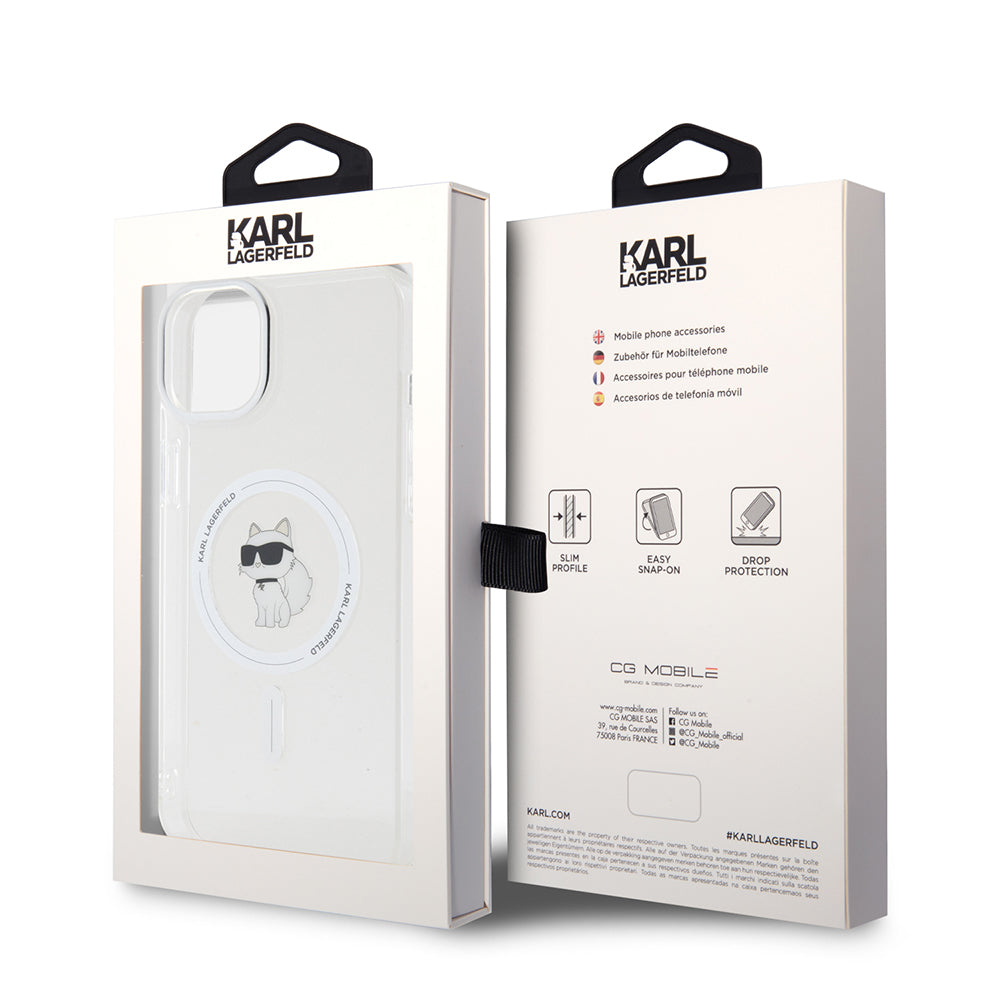 Husa MagSafe pentru Apple iPhone 15 Plus / 14 Plus, Karl Lagerfeld, IML Choupette, Transparenta