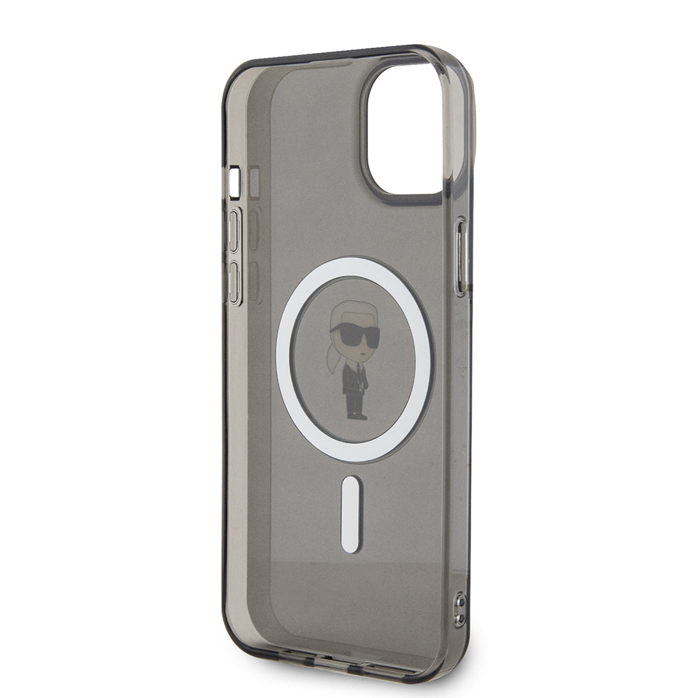 Husa MagSafe pentru Apple iPhone 15 Plus, Karl Lagerfeld, IML Ikonik Karl, Neagra