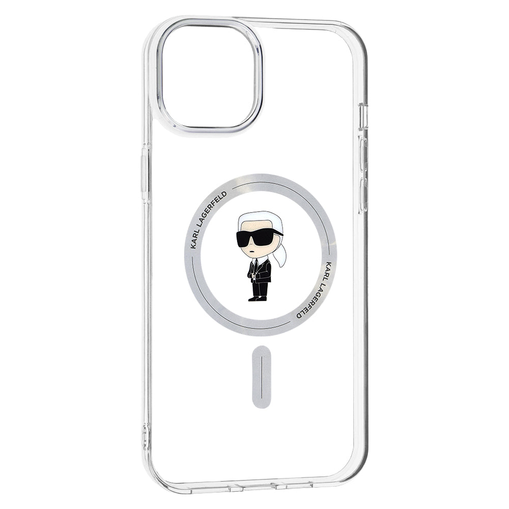 Husa MagSafe pentru Apple iPhone 15 Plus, Karl Lagerfeld, IML Ikonik Karl, Transparenta