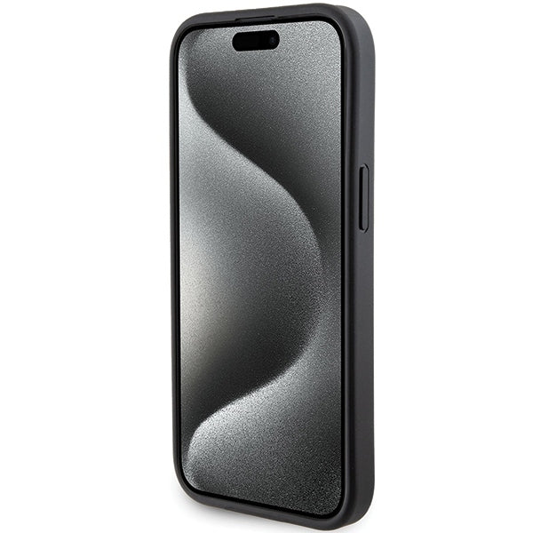 Husa MagSafe pentru Apple iPhone 15 Plus, Karl Lagerfeld, Saffiano Gripstand Choupette, Neagra