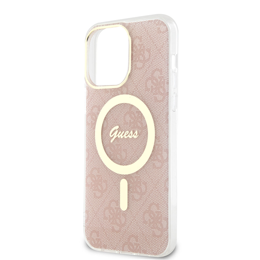 Husa MagSafe pentru Apple iPhone 15 Pro, Guess, IML 4G, Roz