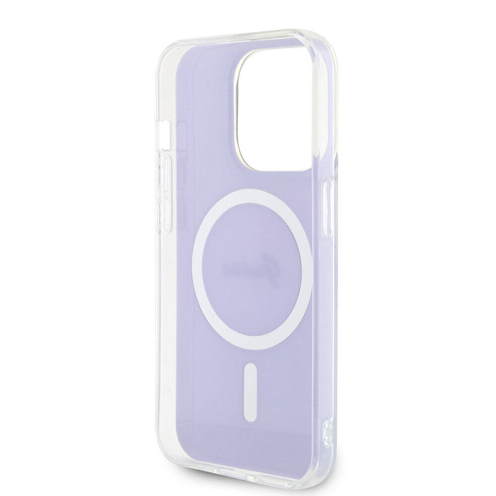 Husa MagSafe pentru Apple iPhone 15 Pro, Guess, IML Iridescent, Mov
