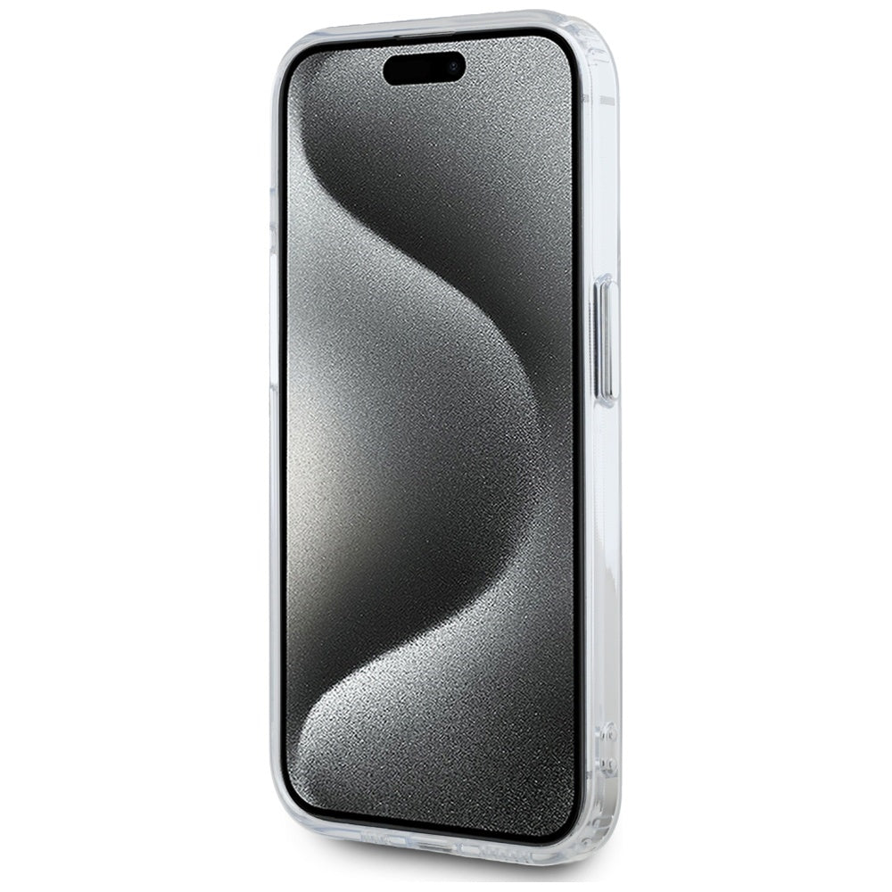 Husa MagSafe pentru Apple iPhone 15 Pro, Karl Lagerfeld, IML Metal Karl's Head, Alba