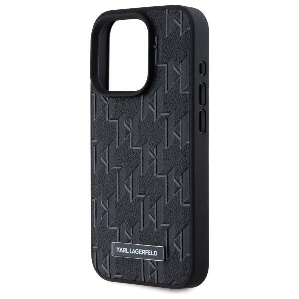 Husa MagSafe pentru Apple iPhone 15 Pro, Karl Lagerfeld, Monogram Metal Logo, Neagra